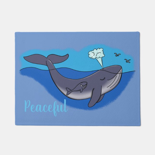 Cute whale en kalf cartoon doormat deurmat (Voorkant)