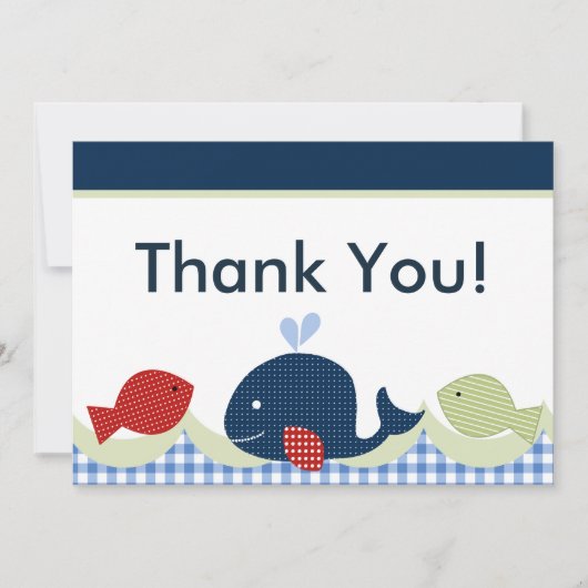 Cute Whale/Fish Baby shower Hartelijk dank Bedankkaart (Voorkant)