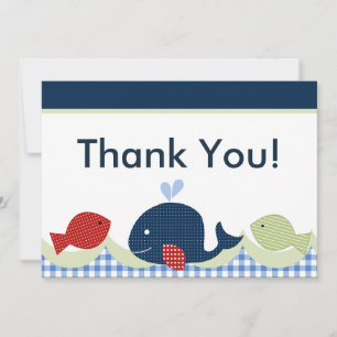 Cute Whale/Fish Baby shower Hartelijk dank Bedankkaart