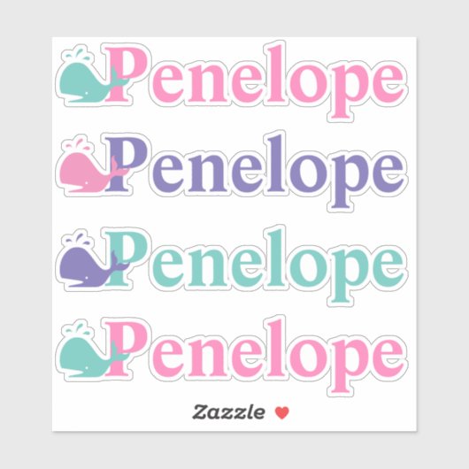 Cute Whale Fish Symbool Aangepaste persoonlijke na Sticker (Vel)