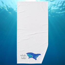 Cute Whale Hallo Bath Towel Badhanddoek