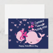 Cute Whale houdt altijd van je Valentijn Briefkaart (Voorkant / Achterkant)