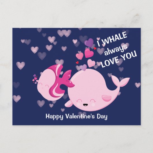Cute Whale houdt altijd van je Valentijn Briefkaart (Voorkant)