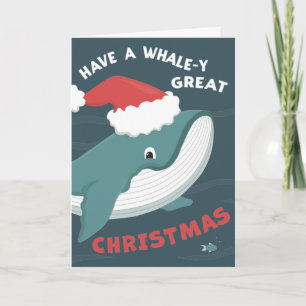 Cute Whale in Santa Hat design voor kinderen Kaart