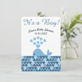 Cute Whale is een jongen! Baby Shower Kaart (Staand voorkant)