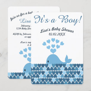 Cute Whale is een jongen! Baby Shower Kaart
