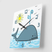 Cute Whale Kid's Square Wall Clock Vierkante Klok (Hoek)