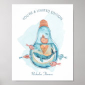 Cute Whale Light Bulb Monogram Poster (Voorkant)