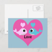 Cute Whale Love Briefkaart (Voorkant / Achterkant)