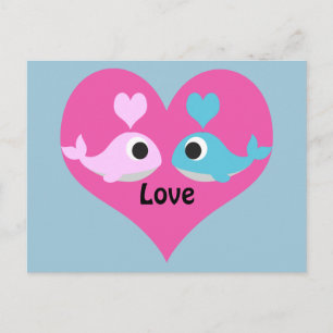 Cute Whale Love Briefkaart