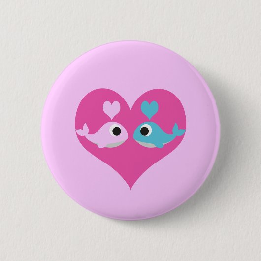 Cute Whale Love Ronde Button 5,7 Cm (Voorkant)