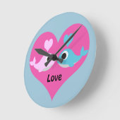 Cute Whale Love Ronde Klok (Hoek)