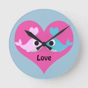 Cute Whale Love Ronde Klok