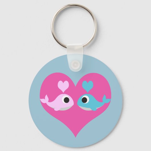 Cute Whale Love Sleutelhanger (Voorkant)