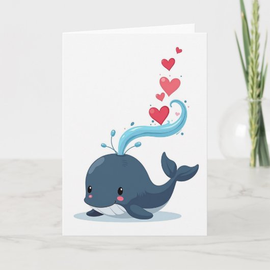 Cute Whale Love Stream Card Kaart (Voorkant)
