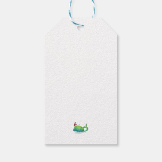 Cute Whale met Santa Hat Cadeaulabel (Achterkant)