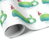 Cute Whale met Santa Hat Cadeaupapier (Rol Hoek)