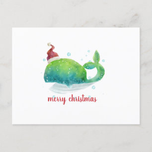 Cute Whale met Santa Hat Feestdagenkaart