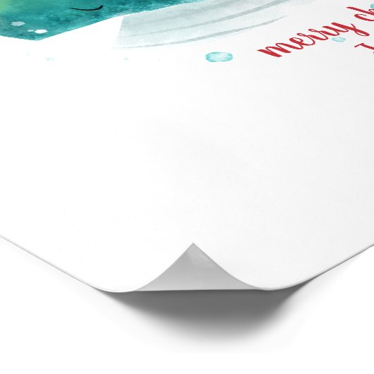 Cute Whale met Santa Hat Poster (Hoek)
