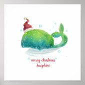 Cute Whale met Santa Hat Poster (Voorkant)