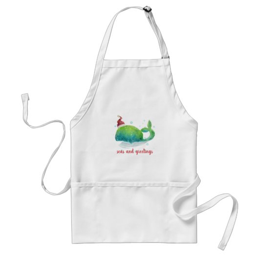 Cute Whale met Santa Hat Standaard Schort (Voorkant)
