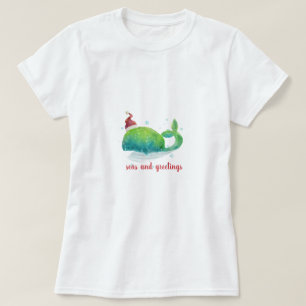 Cute Whale met Santa Hat T-shirt