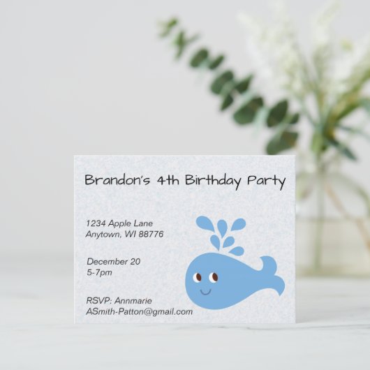 Cute Whale met Spout Briefkaart (Staand voorkant)