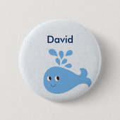 Cute Whale met Spout  Ronde Button 5,7 Cm (Voorkant)