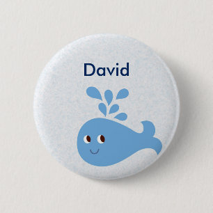 Cute Whale met Spout Ronde Button 5,7 Cm