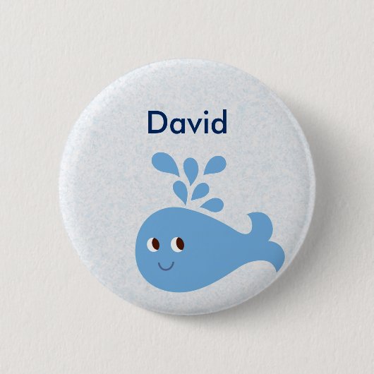 Cute Whale met Spout  Ronde Button 5,7 Cm (Voorkant)