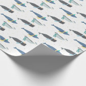 Cute Whale Narwhal Winter Birthday Kinder Cadeaupapier (Hoek)