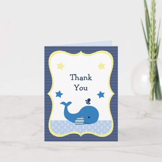 Cute Whale Nautical Baby shower Dank je wel Bedankkaart (Voorkant)