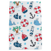 Cute Whale Nautical Custom Medium Cadeauzakje (Achterkant)