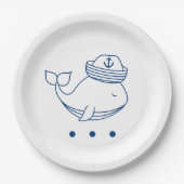 cute whale nautical theme party plates papieren bordje (Voorkant)
