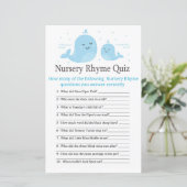 Cute Whale Nursery Rhyme Quiz baby shower game (Staand voorkant)