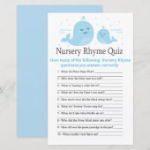 Cute Whale Nursery Rhyme Quiz baby shower game (Voorkant / Achterkant)