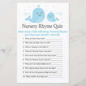Cute Whale Nursery Rhyme Quiz baby shower game (Voorkant)