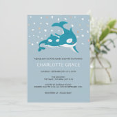 Cute Whale Personalized Baby shower Kaart (Staand voorkant)