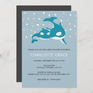 Cute Whale Personalized Baby shower Kaart