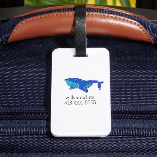 Cute Whale Personalized Bagagelabel (Achter Insitu 4)