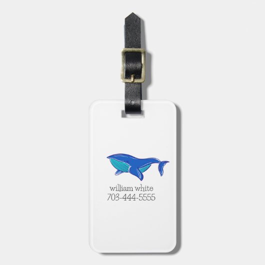 Cute Whale Personalized Bagagelabel (Voorkant verticaal)