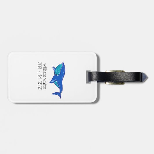Cute Whale Personalized Bagagelabel (Achterkant horizontaal)