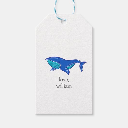 Cute Whale Personalized Cadeaulabel (Voorkant)