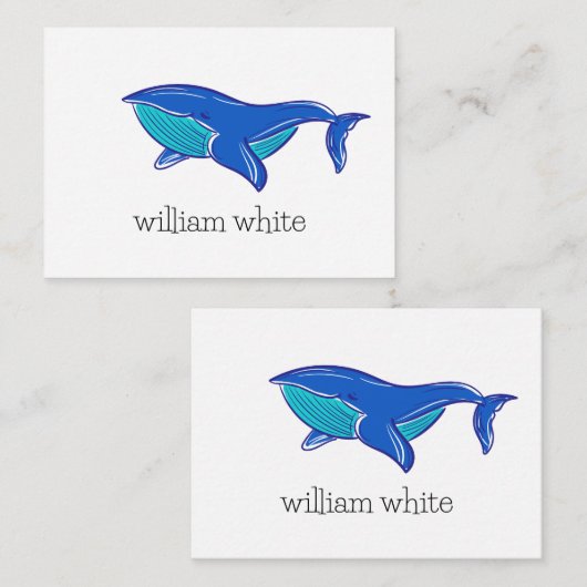 Cute Whale Personalized Notitiekaartje (Voorkant / Achterkant)