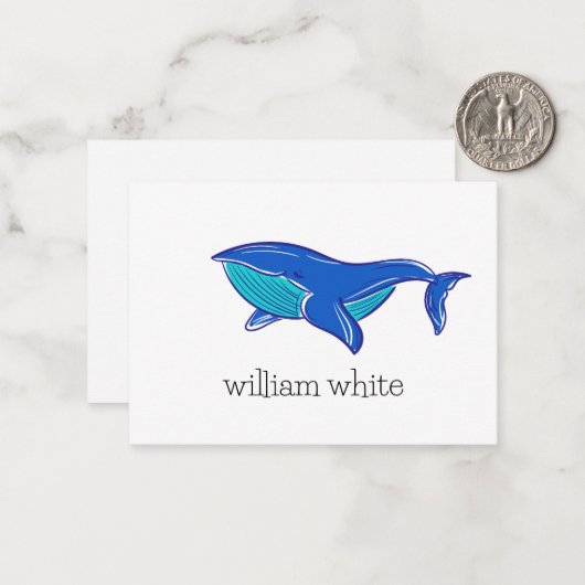 Cute Whale Personalized Notitiekaartje (Voorkant / Achterkant in situ)