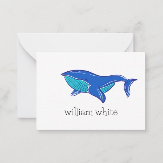 Cute Whale Personalized Notitiekaartje (Achterkant)