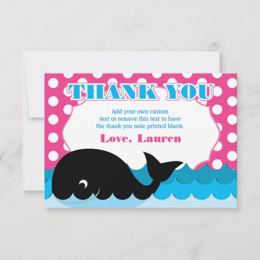 Cute Whale, Polka Dot Dank je kaarten (Voorkant)