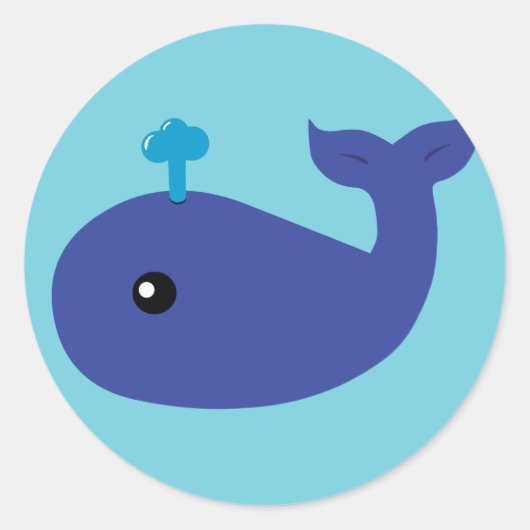 Cute Whale Ronde Sticker (Voorkant)