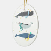 Cute Whale Scarves Winter KerstIllustratie Keramisch Ornament (Links)