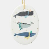 Cute Whale Scarves Winter KerstIllustratie Keramisch Ornament (Achterkant)